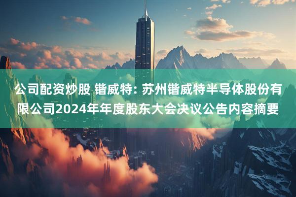 公司配资炒股 锴威特: 苏州锴威特半导体股份有限公司2024年年度股东大会决议公告内容摘要