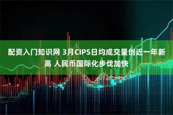 配资入门知识网 3月CIPS日均成交量创近一年新高 人民币国际化步伐加快